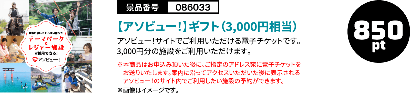 【アソビュー！】チケット（3,000円相当）