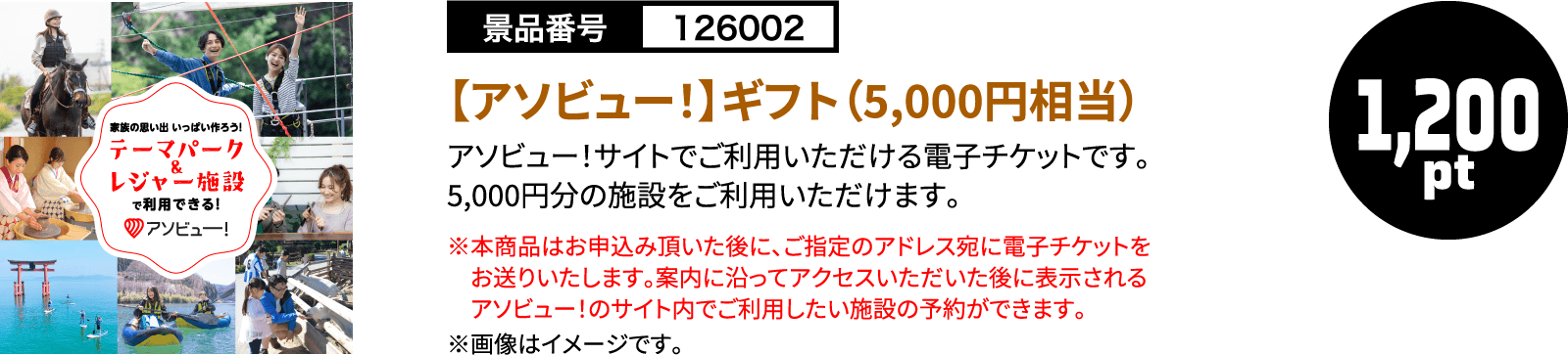 【アソビュー！】チケット（5,000円相当）